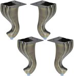 Semetall 4 PCS Bronze Furniture Legs, Modern Metal Metal Table Legs,Unique S Shape Sofa Legs Replacement for Chair,Table,Dresser,Cabinet, Couch, Coming with Mounting Screws, Height 5.6-Inch