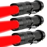 Red Light Flashlights, LED Red Light, Red LED Flashlights, Powerful Red Light Flashlight with Clip for Hunting, Astronomy, Night Observation and Outdoor Activities (3 Pack)