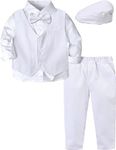 MOMBEBE COSLAND Baptism Outfit for Baby Boys Christening Gentleman Tuxedo Suit White 2-3T