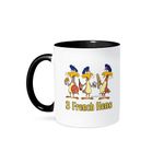 3dRose 3dRose Three French Hens - Two Tone Black Mug, 11oz (Mug_104425_4), Black/White