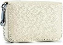 EASTNIGHTS RFID Credit Card Holder Genuine Leather Credit Card Wallet with Zipper (ivory)