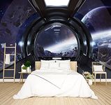 BZHXBZ - 3D Spacecraft Space Wallpaper Bedroom Technology Spaceship Space Capsule murals Office Decor Living Room tv Background Large Wall Mural - 137"x96" Not Peel and Stick