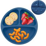 Nicety® Silicone Suction Divided Plates for Babies, Kids, Toddlers - Microwave & Dishwasher Safe Baby Feeding Plates Baby Tableware Dinner Plate for Eating (Dark Blue)