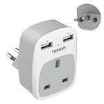 Brazil Power Adapter Travel Plug, TESSAN UK to Brazilian Power Adaptor with UK Outlet 2 USB Charging Ports, Type N Plug for UK to Brazil