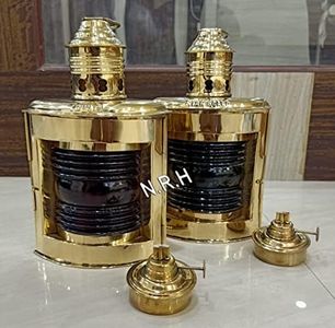 Vintage Nautical Brass Lamp Ship Boat Light Lantern Decor Port & Starboard Lanterns Set of 2 Ship Oil Lamps