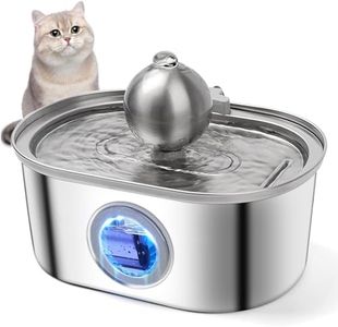 QingHong Cat Water Fountain, Automatic Stainless Steel Pet Fountain Water Dispenser, 3.2L Water Fountain for Dog Inside with Quiet Pump & LED Visual Water Level Window AU Plug