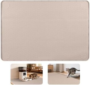 Bartuke Cat Food Mat, 57" x 40" Extra Large Silicone Pet Feeding Mat with Raised Edge Pet Placemat for Food and Water Bowl Non-Slip, Easy to Clean, Floor Protection (Khaki)