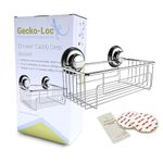 Gecko-Loc Suction Cup Shower Caddy Bath Organizer - Bathroom Storage Basket (Silver, Deep)