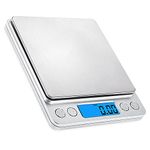 Feicuan Digital Kitchen Scales 0.1g/0.01oz Max 3kg/6.6lb - Food Scale with Backlit LCD Display Large Number Stainless Steel Electronic Scales Multifunctional Weighing for Cooking, Baking, Home