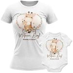 Purple Print House Personalised Giraffe Name Our First Mothers Day Matching Babygrow & T Shirt Outfit Set, Gifts for Mummy Baby Boy or Girl, 0-3 Months, White