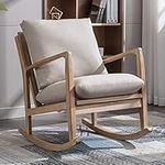 ANJHOME Mid Century Accent Rocking Chair, Rocker Chair Glider Chair for Nursery, Modern Nursing Comfy Chairs for Mom Seniors Rocking Armchair for Living Room (1, Beige)