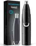 Rechargeable Ear and Nose Hair Trimmer - 2024 Professional Painless Eyebrow & Facial Hair Trimmer for Men Women, Powerful Motor and Dual-Edge Blades for Smoother Cutting Black