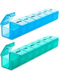 Bug HULLExtra Large Pill Organizer for Travel 2 Pack, Weekly XL Pill Box, 7 Day Jumbo Pill Case, Oversize Daily Medicine Organizer for Vitamins, Fish Oils, Supplements