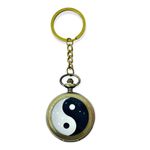 AUGEN Premium Pocket Watch Metal Keychain Yin Yang Retro Vintage for Gifting With Key Ring Anti-Rust (Pack Of 1)