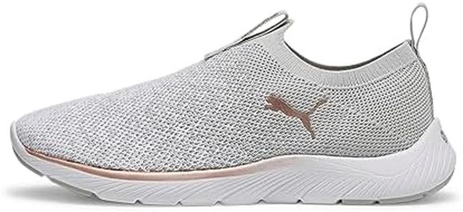 PUMA Women Softride Remi Slip-on Knit Wn's Scarpe da corsa su strada, Ash Gray Puma White Rose Gold, 38.5 EU