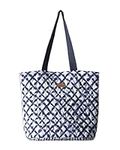 Maison d' Hermine Shopping Bag Cotton Quilted Tote Bag with Zipper Pockets & Small Pouch Shoulder Bag Grocery Bag for Gifts Work Beach Travel Lunch Perfect for Men Women (Shibori)