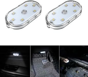 2 PCS Car Led Lights Interior,White Ambient Lighting Car Interior,USB Rechargeable Car Interior Reading Light,Portable Led Lights for Car