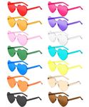 Daover Heart Sunglasses, 14 Pack Funky Rimless Colorful Party Glasses, Hippie Heart Shaped Glasses for Kids and Adults Summer Party Fancy Dress Costume (14PCS Heart Sunglasses)