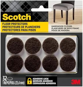 Scotch Felt Pads 32 PCS Brown, Felt Furniture Pads for Protecting Hardwood Floors, 1" Round, Easy-to-Apply, Self-Stick Design, Reliable Protection from Nicks, dents and Scratches (SP822-NA)