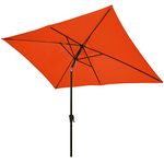 MUCHENGHY Rectangular Patio Umbrella 6.5 x 10ft Outdoor Market Table Umbrella with Push Button Tilt and Crank 6 Sturdy Ribs for Outside, Lawn, Deck, Garden, Fishing, Backyard & Pool(Orange)