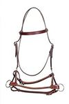 MEWATI Premium Horse Western Full-Grain Leather Bitless Training Side Pull Bridle with Reins - Vegetable Tanned Leather(Warmblood/Over)