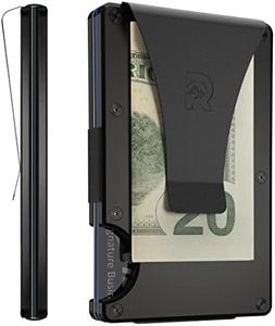 The Ridge Wallet for Men, Slim Wallet for Men - Thin as a Rail, Minimalist Aesthetics, Holds up to 12 Cards, RFID Safe, Titanium Wallet with Money Clip (Royal Black)