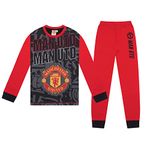 Manchester United FC Gift Boys Sublimation Long Pyjamas Black Red 9-10 Years