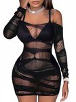 Buitifo Womens Sexy Lingerie Dress One Piece Babydoll Fishnet Chemise Nightwear （Black QG,M）