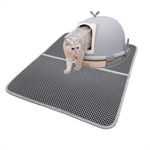 JZK Gray waterproof cat litter tray mat foldable double layer cat litter box mat protect floor and carpet for cat kitty 70 x 55cm