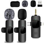 Wireless Lavailer Microphone for iPhone, Android, Camera, iPad, USB C, 4 in 1 Professional Mini Microphone with Noise Reduction, Wireless Mic for Video Recording, Vlog, YouTube, TikTok