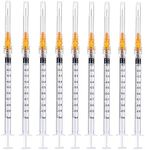 100 Pack 1ml/cc Plastic Syringe with 25Ga, Lab Sample Injection Syringes for Industrial Scientific Labs, Liquids Measuring, Ink Refilling, Oil or Glue Applicator