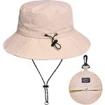 Beige Waterproof Bucket Hat for Women and Men - UV Protection Beach Sun Hat Fishing Safari Boonie Hat Rain Hat Adjustable Packable