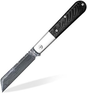 BEAR & SON - MANUAL - 3.75" - Sheepfoot - Damascus Steel - Carbon Fiber - Nickel-Silver Bolsters - MCF180D
