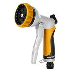 RESTMO Hose Pipe Spray Gun, Heavy Duty Garden Hose Spray Gun, High Pressure Hose Nozzle, Metal Hand Sprayer with 7 Patterns and Water Flow Control, Ideal to Water Plant & Lawn, Wash Car & Pet (Yellow)