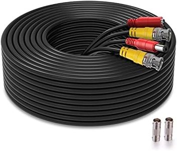 WILDHD 200ft Bnc Cable All-in-One Siamese Video and Power Security Camera Cable, Extension Wire Cord with 2 Female Connectors for All Max 5MP HD CCTV DVR Surveillance System (200ft Cable, Black)