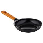 Wonderchef Caesar Non-Stick Fry Pan, Induction Bottom, Wooden Handle, Die-Cast Aluminium- 20cm, 1L, 5mm, 5 Years Warranty, Black