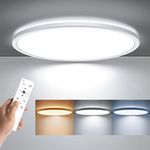 LED Flush Mount Ceiling Light with Remote Control, BLNAN 15.4 Inch 36W 3000K-6500K Dimmable Ultra Thin Low Profile Wired Ceiling Lamp with Night Light for Living Room Bedroom Kitchen