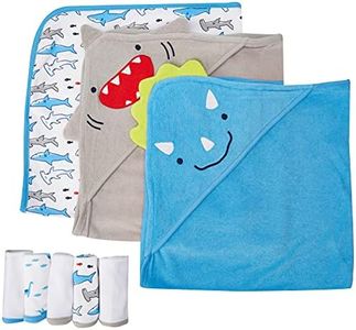 Simple Joys by Carter's Baby 8-Piece Towel and Washcloth Set, Shark/Dinasaur, One Size