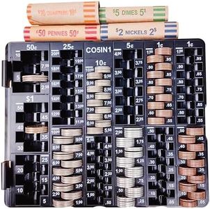 CO5IN1 Coin Counter Coin Sorter Tray with Lid, Accurate & Easy to Use, Change Counter Change Sorter Tray for All Coins, Coin Organizer Coin Holder for Bank Teller, Great Time Saver at Home & Office