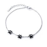 Ladytree S925 Sterling Silver Puppy Dog Cat Pet Paw Print Bracelets1, 17.5 cm, Sterling Silver