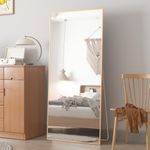 CASSILANDO 165 x 60 cm Standing Mirror, Floor Large Mirror, Standing Mirror, Against Wall for Bedroom, Cladding and Wall Mounted Thin Frame Mirror, Gold