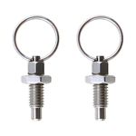 MEETOOT 2pcs Spring Plunger with Pull Ring M6 Index Plunger with Ring Pull Spring Loaded Retractable Stainless Steel Locking Pin