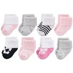 Luvable Friends Baby Boys' 8 Pack Newborn Socks, Pink Black Ballet 8-Pack, 0-6 Months