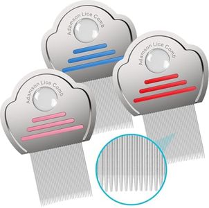 Adamson Lice Comb 3 Pack - Stainless Steel Lice Comb for Kids x 3 - Effective Against Nits - For Thick Hair - Durable and Easy to Clean - Red, Pink and Blue Set