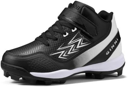 GINNI Boys Girls Mid-Top Soccer Football Cleats Kids Outdoor Athletic Shoes | Comfort & Light EVA Midsole, Non-Slip Sneakers, for Little Kid/Big Kid/Youth, Baseball/Softball/Rugby/Turf Ground Training