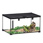 PawHut Glass Reptile Terrarium Insect Breeding Tank Vivarium Habitats with Thermometer for Lizards, Horned Frogs, Snakes, Spiders - Medium 50 x 30 x 25cm