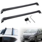 MotorFansClub Roof Racks Cross Bars Fit for BMW X5 F15 2014 2015 2016 2017 2018 Lockable Baggage Luggage Racks Roof Rail Bars, Black