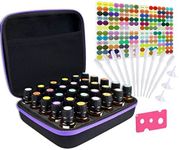 TUZAZO Essential Oils Storage, Essential Oils Carrying case for 30 Bottles 5ml 10ml 15ml, Hard Shell Shockproof, Come with Bottle Opener, Bottle Cap Labels (Black&Purple)