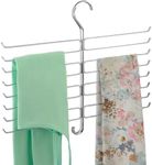 mDesign Metal Closet Rod Hanging Accessory Storage Organizer Rack for Scarves, Ties, Yoga Pants, Leggings, Tank Tops - Snag Free, Geometric Design, 16 Arms/1 Hook - Spira Collection - Chrome