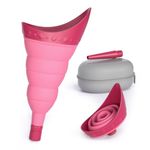 TRIPTIPS Pee Conch Foldable Female Urinal Device Portable Urinal for Women Pee Funnel for Women Travel, She Pee Cup for Women, Stand to Pee Reusable Womens Urinal Funnel with Tube and Case (2-Pink)